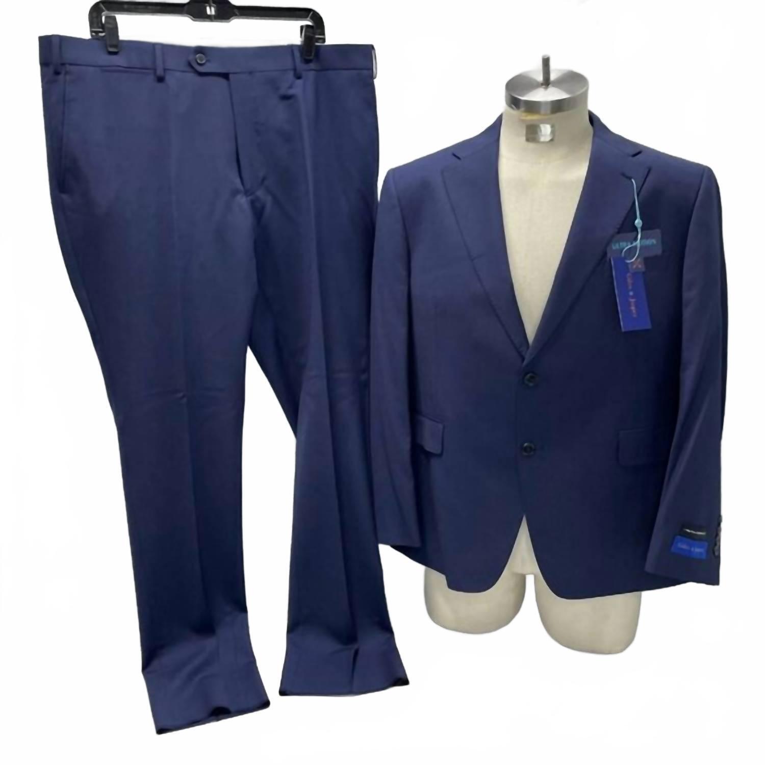 New Giles & Jasper Men’s Modern Wool Stretch 2-Piece Suit In Navy Blue